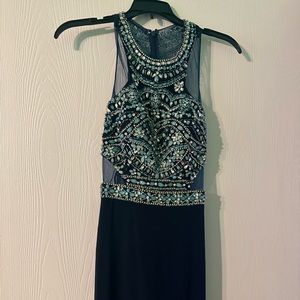 Blue Navy Jeweled Prom Formal Dress
